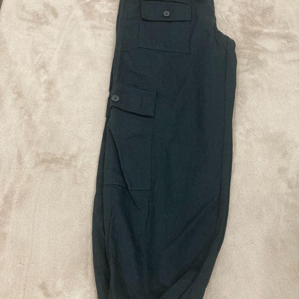 Forever 21 High Waisted Multi Pocket Parachute Cargo Pants Black Women's Size S
